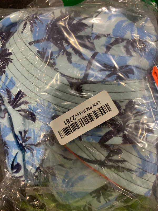 Photo 1 of MOHEZ Boys Hawaiian Outfits Summer Button Down Shirt and Short Set Kids 2 Pieces Clothes Set with Bucket Hat Blue 11-12 Years Old