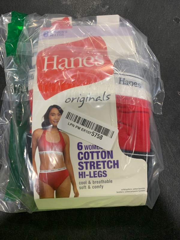 Photo 1 of Hanes Women's Originals Hi-Leg Panties, Breathable Stretch Cotton Underwear, Assorted, 6-Pack, Basic Color Mix, Medium