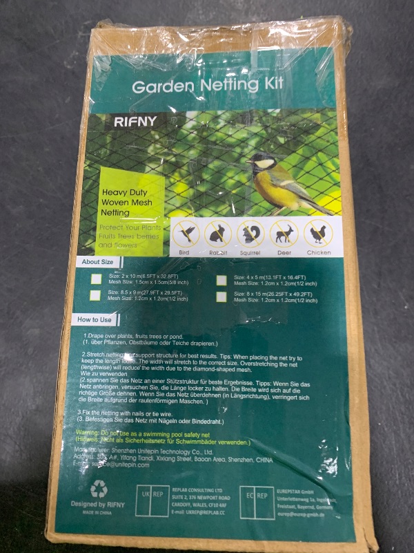 Photo 1 of Bird Netting for Garden - 6.5 x 32.8 FT Heavy Duty Anti Bird Netting Mesh with Ties and Landscape Staples for Vegetable, Fruit Trees & Other Plants, Lasting Against Birds Deer Squirrels and Poultry