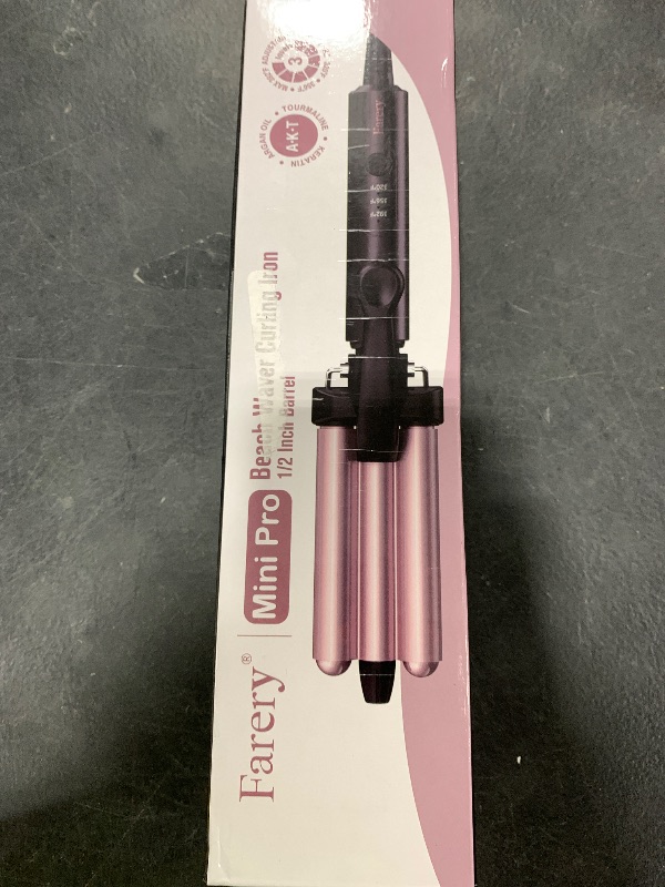 Photo 1 of FARERY Mini Hair Crimper Hair Waver 3 Temperature Adjustable, 3 Barrel Curling Iron for Short Hair, Hair Crimper for Women Beach Waves, 1/2 Inch for Tight Curls, Travel Size, Dual Voltage, Pouch Bag