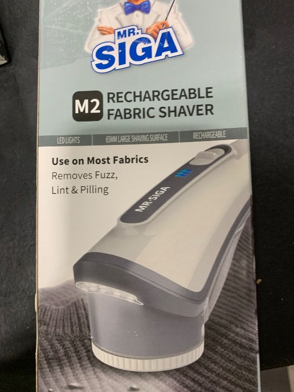 Photo 1 of MR.SIGA Fabric Shaver and Lint Remover with 2 Speeds, Rechargeable Electric Lint Fuzz Remover with LED Lights and 2 Replaceable 6-Leaf Blades, Cream/Gray