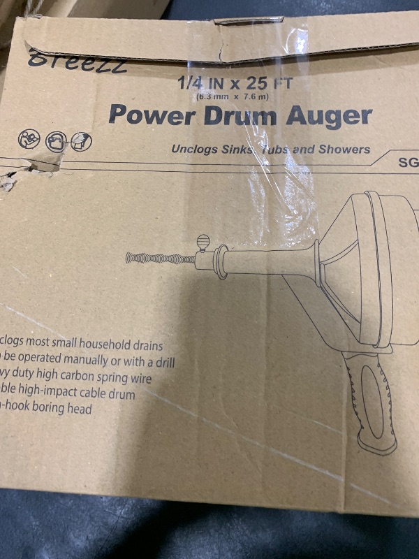 Photo 1 of Drain Auger, Clog Remover with Drill Adapter, 25 Feet Flexible Plumbing Snake Use Manually or Powered for Kitchen,Bathrom and Shower Sink, Comes with Gloves (orange)