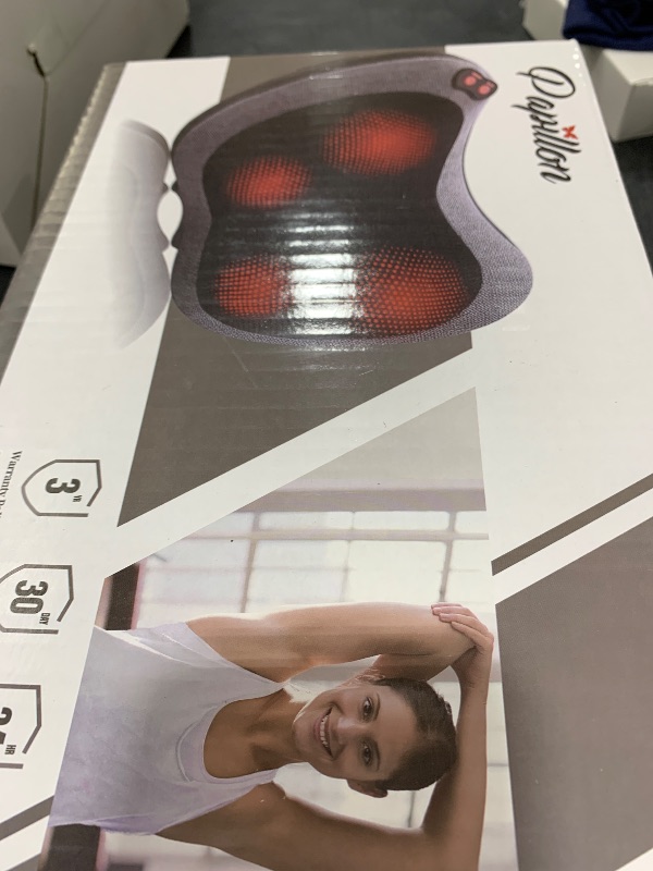 Photo 1 of Papillon Shiatsu Back and Neck Massager with Heat, Deep Tissue Kneading,Electric Massage Pillow for Back,Shoulders,Legs,Foot,Body Muscle Pain Relief,Use at Home,Car,Office