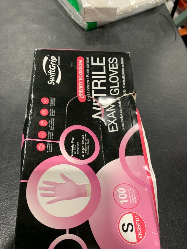 Photo 1 of SwiftGrip Pink Disposable Gloves, Medical exam Gloves Disposable Latex Free, Gloves for Cleaning & Esthetician, Pink Rubber Gloves, Pink Cleaning Gloves, Powder-Free, 100-ct Box (Small)