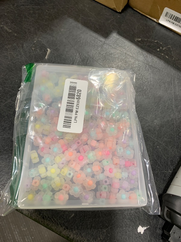 Photo 1 of 200 Pieces Acrylic Flower Beads for Bracelets, Mix Candy Colors Transparent Bead Charms for DIY Jewelry Making, Necklace and Bracelet Supplies