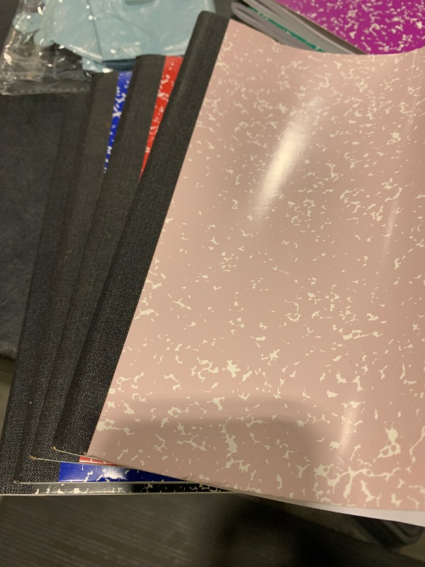 Photo 1 of  Basics Composition Notebook, College Ruled, 100 Sheets, 9.75" x 7.5", 4 pack, Assorted Marble Colors