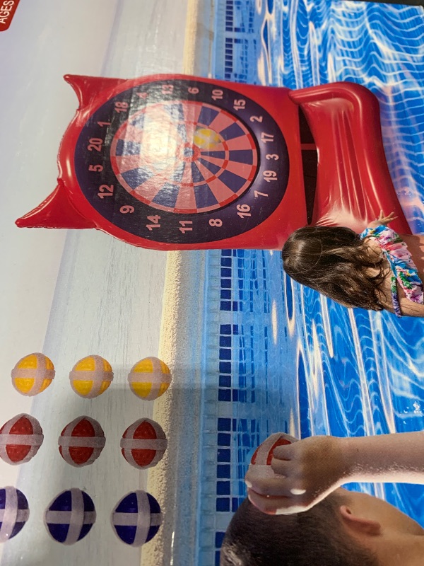 Photo 1 of 47 Inch Large Inflatable Dart Board Pool Toys with 12 Balls Swimming Pool Floats Water Game for Teens Adults Pool Backyard Beach Outdoor Summer Water Toys Gift for Kids Ages 3-12 Boys Girls, Red