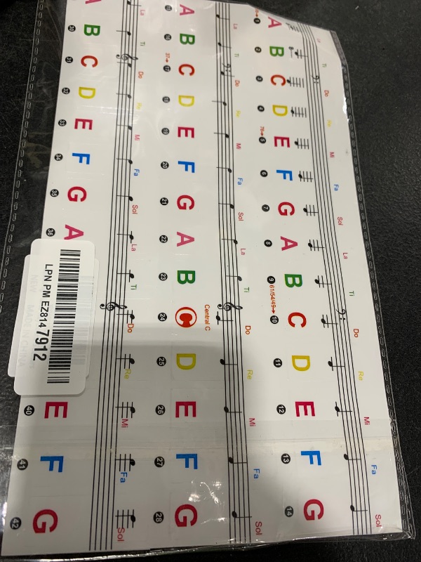 Photo 1 of Lrokimg 1 Pack Piano Keyboard Stickers for 88/76/61/54/49 Keys, Colorful and Removable Piano Stickers for Beginners, Keyboard Letters Labels, Eye-catching Notes