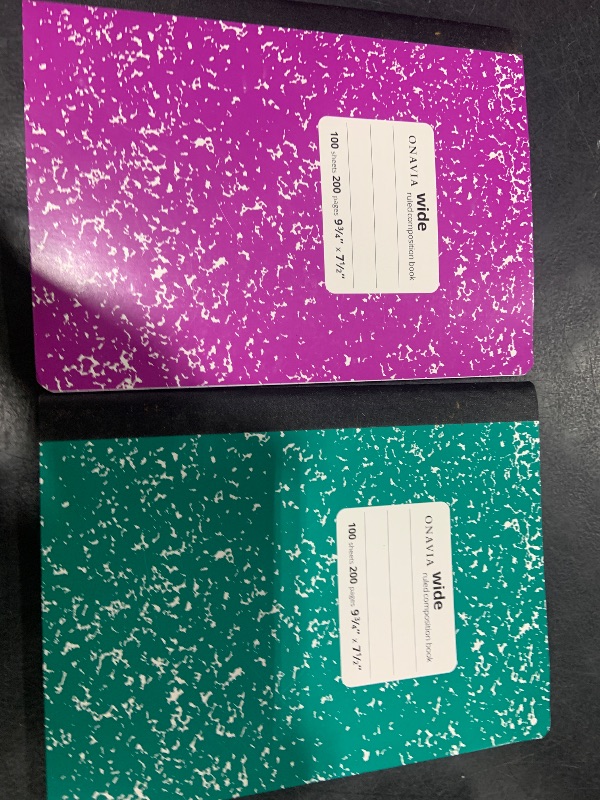 Photo 1 of Oxford Composition Notebooks, 9-3/4 x 7-1/2 Inch School Journals, Wide Ruled Paper, Black Marble Covers, 100 Sheets per Book, 2 Pack (1002516)
