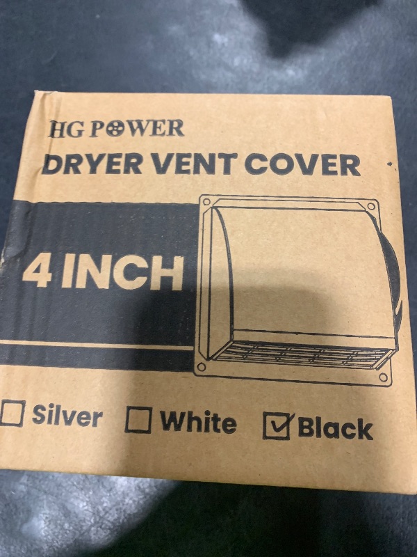 Photo 1 of 4 Inch Dryer Vent Cover Outside, HG Power Metal Exterior Vent Cover with Removable Screen & Cushioned Non-Return Flap, Air Wall Vent for House, Range Hood, AC, Opening Diameter: 3.81" Black
