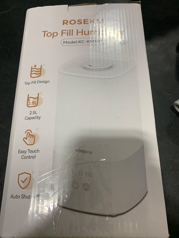 Photo 1 of ROSEKM Humidifiers for Bedroom, Top Fill 2.5L Cool Mist Humidifiers for Large Room, Easy to Fill & Clean, 30H Runtime, 28dB Quiet Air Humidifier for Plants, Baby Nursery, Indoor with Night Light
