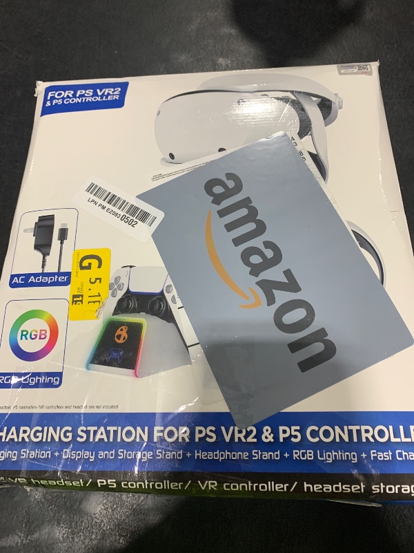 Photo 1 of RGB Charging Station for PSVR 2/ PS5 Edge/ PS5 Controller with AC Adapter, PSVR2 Stand with PS VR2 Accessories for PS5VR2 Headset and Dualsense Controllers+ VR2 Charging Dock+ 10 Light Mode