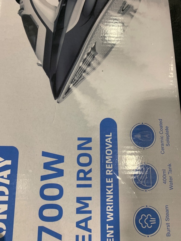 Photo 1 of IRONDAY Steam Iron for Clothes Rapid Heating, 1700W Iron with Non-Stick Ceramic Soleplate, 3-Way Auto-Off, Burst of Steam, Self-Cleaning, 14.07oz Water Tank Ironing Clothes for Home, Grey