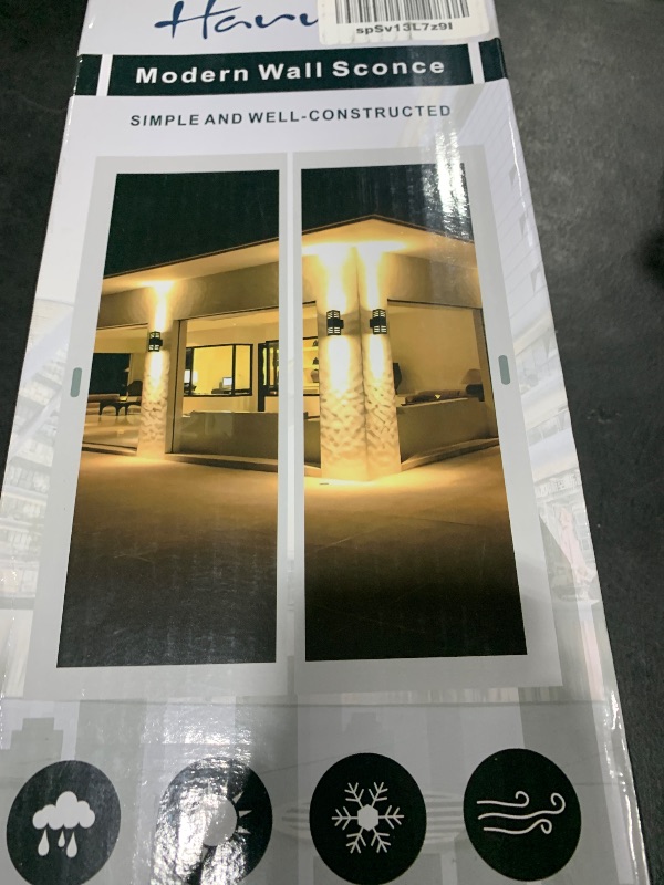 Photo 1 of harriet Porch Lights Outdoor Modern - IP64 Waterproof Aluminum and Tempered Glass Cover, 13" Rectangular Up/Down Wall Sconce for Porch, Garage & Patio, Exterior Lighting, Black