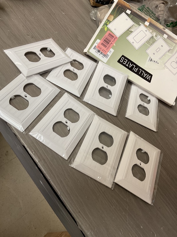 Photo 1 of 8 Pack Mid-Size Duplex Outlet Covers Wall Plate, Midway Size 2-Gang 4.92" X 3.15", Dual Light Switch Cover, UL Listed, Unbreakable and High Temperature Resistant Switch Plate Covers, White