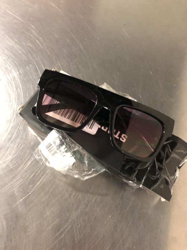 Photo 1 of STORYCOAST Square Sunglasses for Women Men Fashion Big Frame Flat Top Sun Glasses Mirror Lens (Matte Black-Gray)