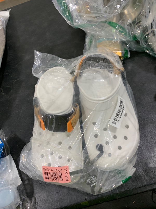 Photo 1 of Crocs Classic All-Terrain Unisex Clogs - Thermoplastic Upper and Footbed - Adjustable Turbo Heel Straps White/Multi Men's 7, Women's 9 Medium