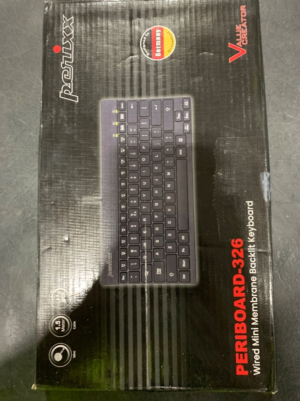 Photo 1 of Perixx PERIBOARD-326 Wired Mini Backlit USB Keyboard with Low Profile Keys, US English Layout (11607)