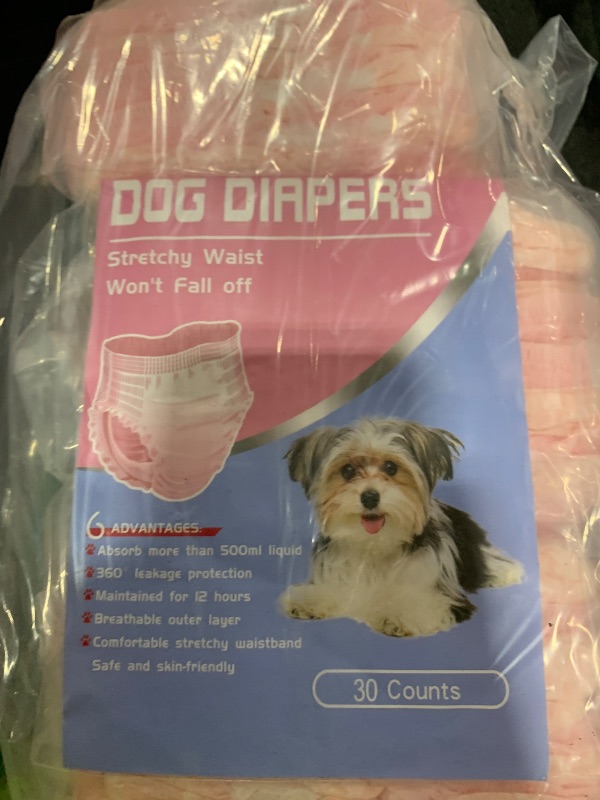 Photo 1 of Ambreview Disposable Dog Diapers Female, Just Pull It Up, Doggie Diapers for Female Dogs, Strong Absorbency | Leak Proof, for Dogs in Heat | Elderly | Disabled, XS 30 PCS