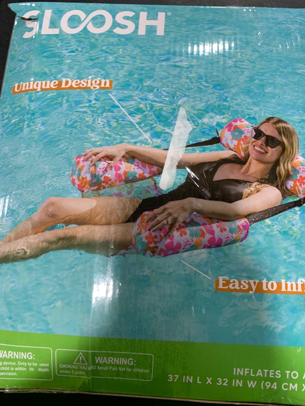 Photo 1 of Sloosh Pool Floats Chairs Adult, 2 Packs Inflatable Pool Lounge Chairs,Blow up Hammock Pool Noodles Floats for Adults,Flower Pattern Floating Water Chair for Pool Lake River(Tropical Flowers)