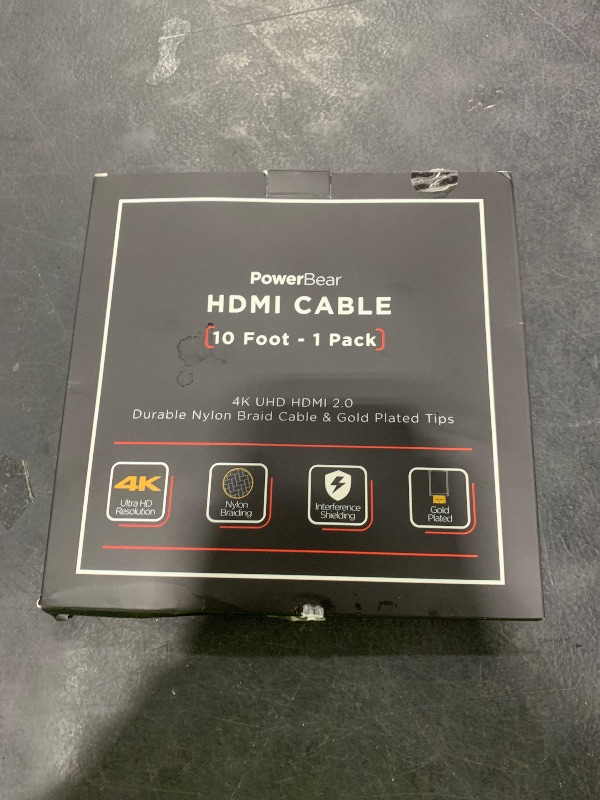 Photo 1 of PowerBear 4K HDMI Cable 10 ft | High Speed Hdmi Cables, Braided Nylon & Gold Connectors, 4K @ 60Hz, Ultra HD, 2K, 1080P, ARC & CL3 Rated | for Laptop, Monitor, PS5, PS4, Xbox One, Fire TV, & More