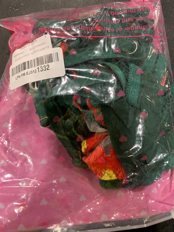 Photo 1 of Kaei&Shi Garter Belt Lingerie Set,Underwire Floral Embroidered Sheer Lingerie for Women,Sexy Christmas Outfit Xmas Gift Plus Curvy Emerald Green XX-Large