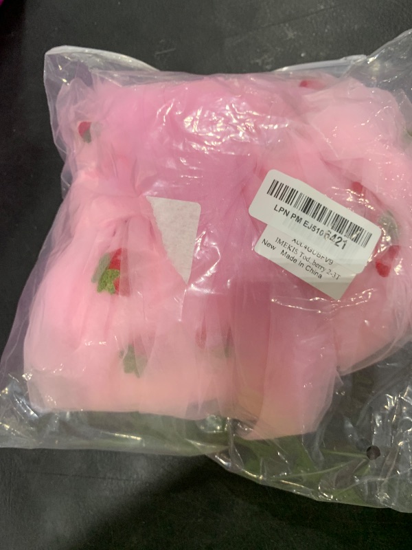 Photo 1 of IMEKIS Toddler Strawberry Dress: Baby 2nd 3rd Birthday Outfit Cake Smash Photoshoot Infant Princess Ruffle Tutu Tulle Tea Party Pageant Formal Graduation Dress Kids Pink Strawberry 2-3T