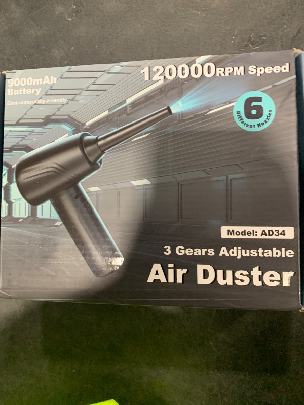 Photo 1 of BANKKY 11-in-1 Compressed Air Duster, 3-Gear Adjustable 120000 RPM Electric Air Duster with LED Light, Reusable no Canned Keyboard Cleaner for Office, 9000mAh Cordless Air Duster for Computer/Car