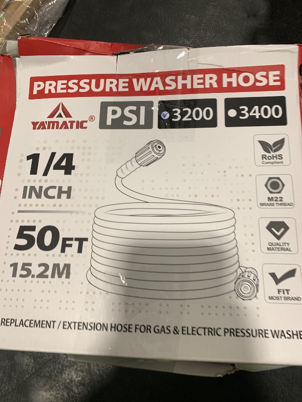 Photo 1 of YAMATIC Pressure Washer Hose 50FT 1/4" M22 Brass Fitting Kink Resistant Power Washer Hose Replacement for Ryobi, Troy Bilt, Greenworks, CRAFTSMAN and more M22 Thread Pressure Washers, 3200 PSI