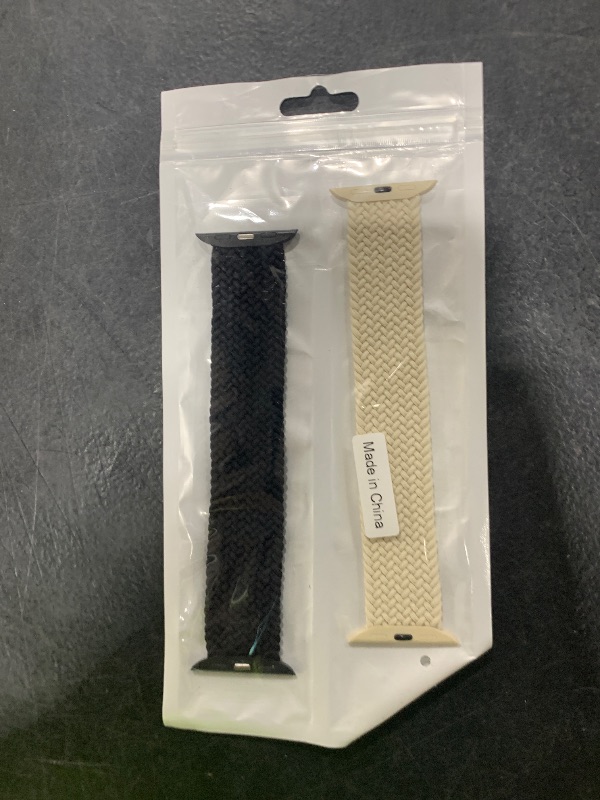 Photo 1 of 2 Pack Braided Solo Loop For Apple Watch Band 40mm 41mm 42mm 44m 45mm 46mm 38mm 49mm Ultra 2 Women men, Stretchy Woven Nylon Elastic scrunchie Strap Wristbands For iWatch Series 10/9/8/7/6/SE/5/4/3