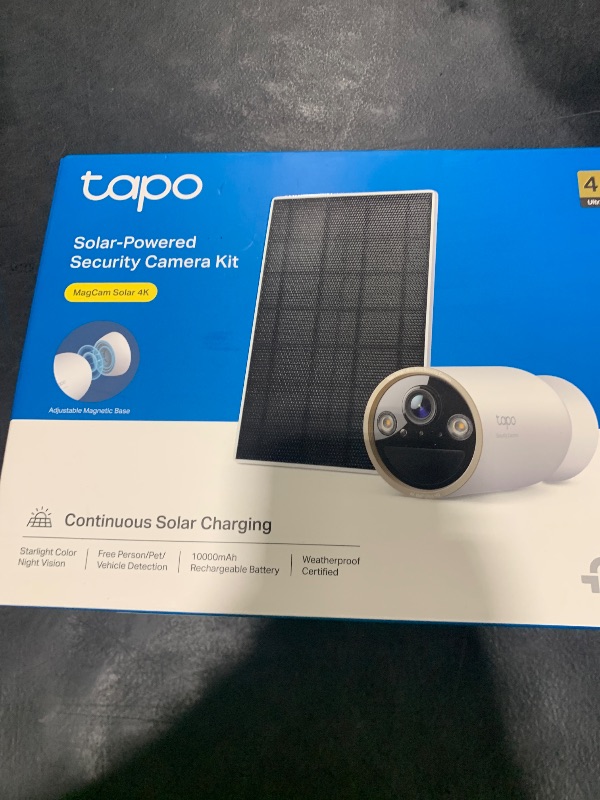 Photo 1 of Tapo MagCam 4K Solar, 4K Ultra HD Outdoor Wireless Battery Camera w/Solar Panel – 24/7 Capture, Free Person/Vehicle Detection, Starlight Color Night Vision, Works w/Alexa & Google Home
