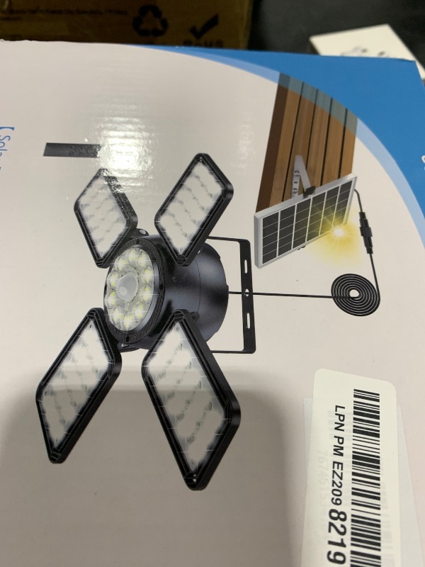 Photo 1 of INXPHY Solar Shed Light Outdoor Indoor, Upgrade 6500K 1200Lumen 174 LEDs Motion Sensor Pendant Light, 120°Adjustable 4+1 Solar Powered Lights Camping Plants Garage Waterproof Remote & Timer