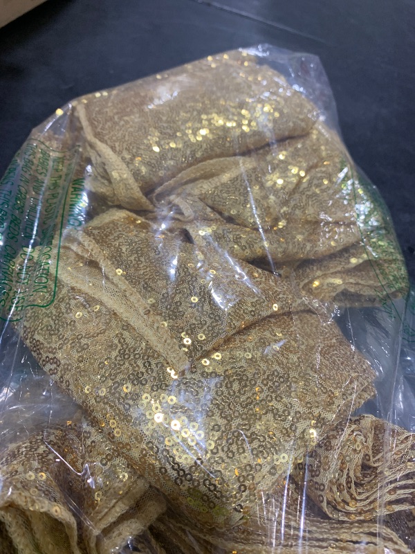 Photo 1 of 15 Pack Gold Table Runner Sequin Table Runner 12" x 72" Sparkly Metallic Sequin Table Cloths Coffee Table Runners for Wedding Banquet Holiday Birthday Party Baby Bridal Shower Engagement Summer Decor