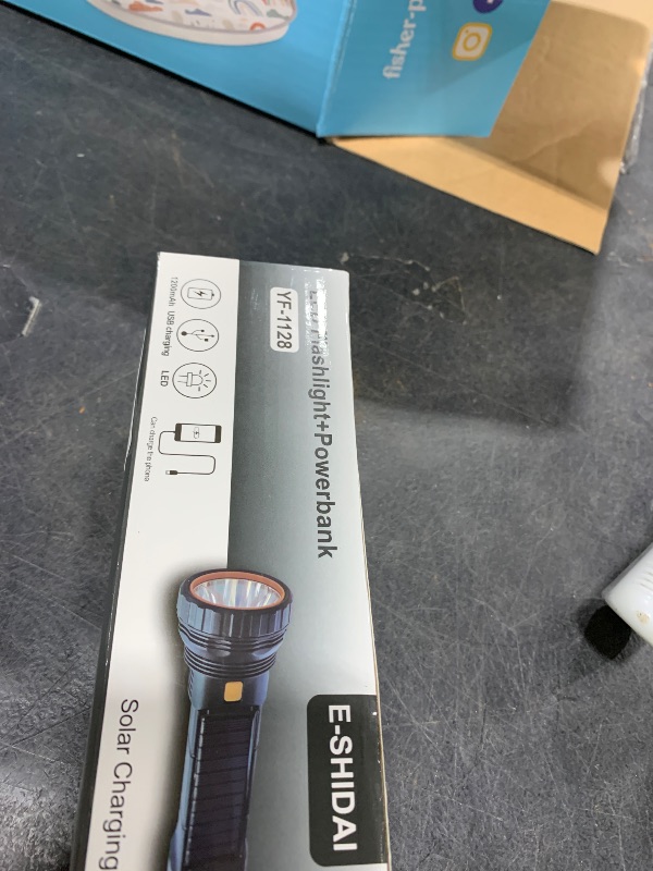 Photo 1 of E-SHIDAI Solar/Rechargeable Multi Function 1000 Lumens LED Flashlight, with Emergency Strobe Light and 1200 Mah Battery, Emergency Power Supply and USB Charging Cable, Fast Charging (1PC)