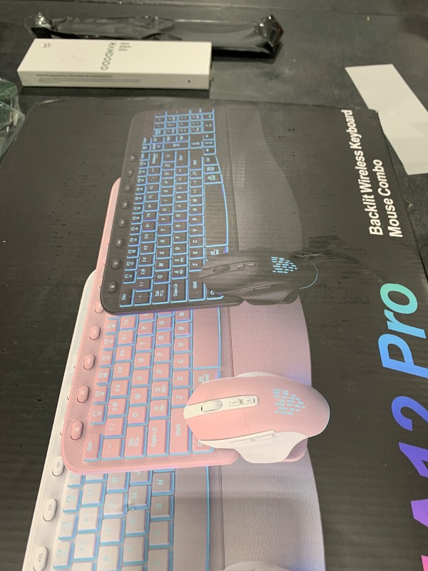 Photo 1 of SABLUTE Ergonomic Wireless Keyboard and Mouse Combo - Wave Keyboard with Soft Leather Wrist Rest, Resistant Keys, RGB Backlit Rechargeable Set for PC/Mac/Chromebook (Black)LPNPMEK1124387
