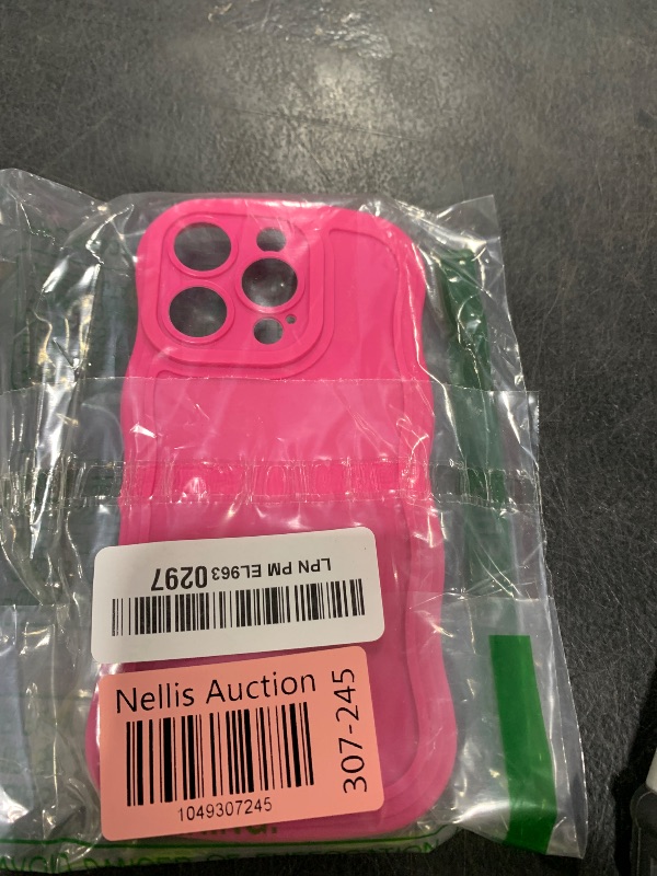 Photo 1 of oakxco Silicone Case for iPhone 16 Pro Case Wavy Edge, Cute Curly Wave Frame Ripple Trendy Design Girly Phone Case for Women, Y2k Aesthetic Plain Matte Rubber & Camera Cover Protection, Neon Hot Pink