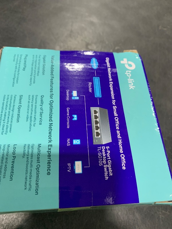 Photo 1 of TP-Link TL-SG105, 5 Port Gigabit Unmanaged Ethernet Switch, Network Hub, Ethernet Splitter, Plug & Play, Fanless Metal Design, Shielded Ports, Traffic Optimization