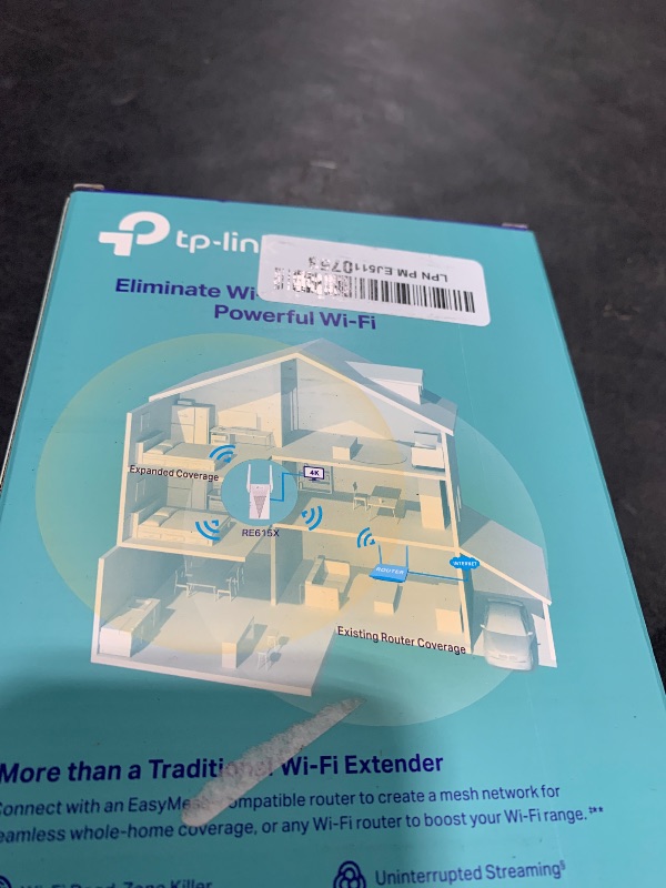 Photo 1 of TP-Link RE615X AX1800 WiFi 6 Range Extender w/Ethernet Port | 1.8G Dual-Band Wireless Repeater Amplifier | Up to 2100 Sq. Ft., 64 Devices | Internet Signal Booster | APP Setup | EasyMesh Compatible