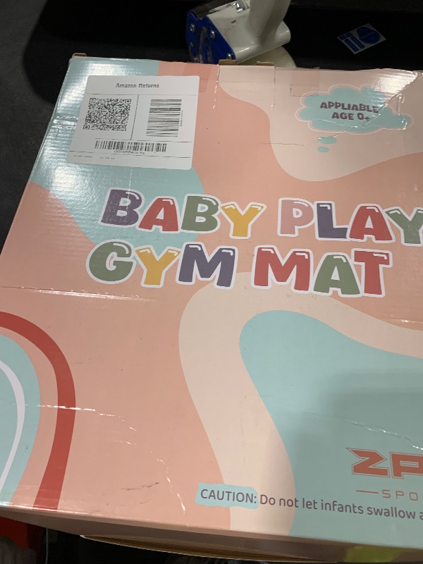 Photo 1 of 2PM SPORTS Cow Theme Baby Play Mat, Tummy Time Mat for Infant Newborn, Baby Play Gyms & Playmats for 0-3 3-6 6-12 Months, Activity Mat 5 Detachable Toys, Non Slip Gym Mat Easy to Install & Clean