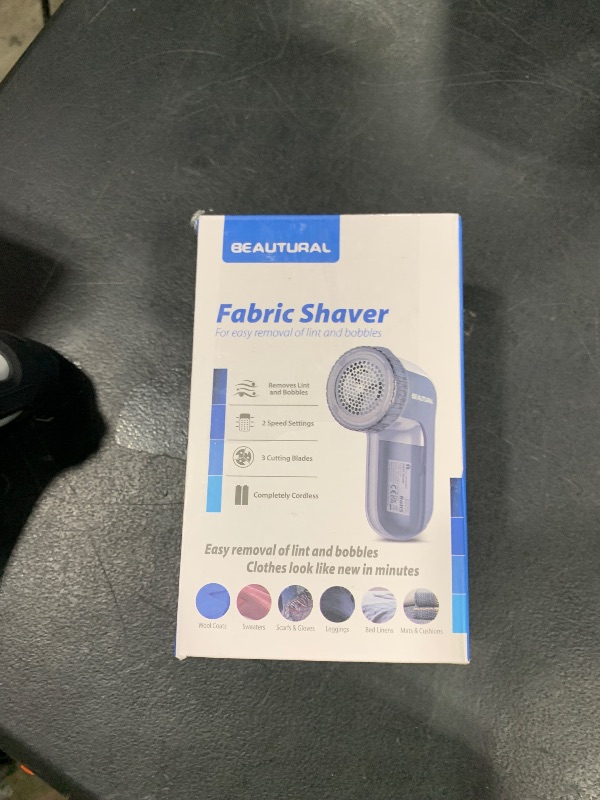 Photo 1 of BEAUTURAL Fabric Shaver and Lint Remover, Sweater Defuzzer with 2-Speeds, 2 Replaceable Stainless Steel Blades, Battery Operated, Remove Clothes Fuzz, Lint Balls, Pills, Bobbles Gray