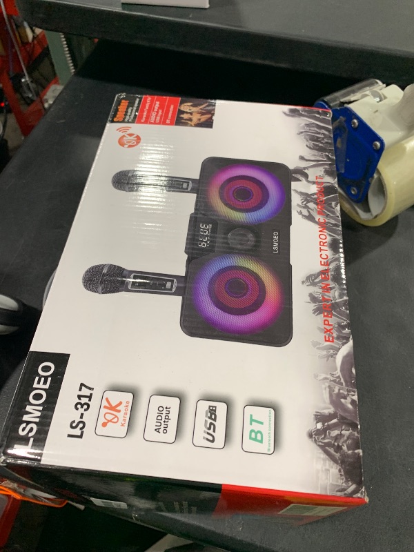 Photo 1 of Karaoke Machine for Adults and Kids with 2 UHF Wireless Microphones,Portable Bluetooth Speaker PA Speaker System with LED Party Lights for Home Party, Picnic,Car,Outdoor/Indoor/Birthday Gifts