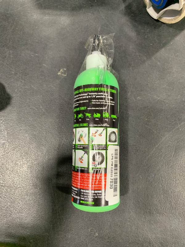 Photo 1 of Slime 10193 Tire and Tube Sealant Puncture Repair Sealant, 2-in-1, Premium, Prevent and Repair, suitable for non-highway Tires and Tubes, Non-Toxic, Eco-Friendly, 16oz bottle