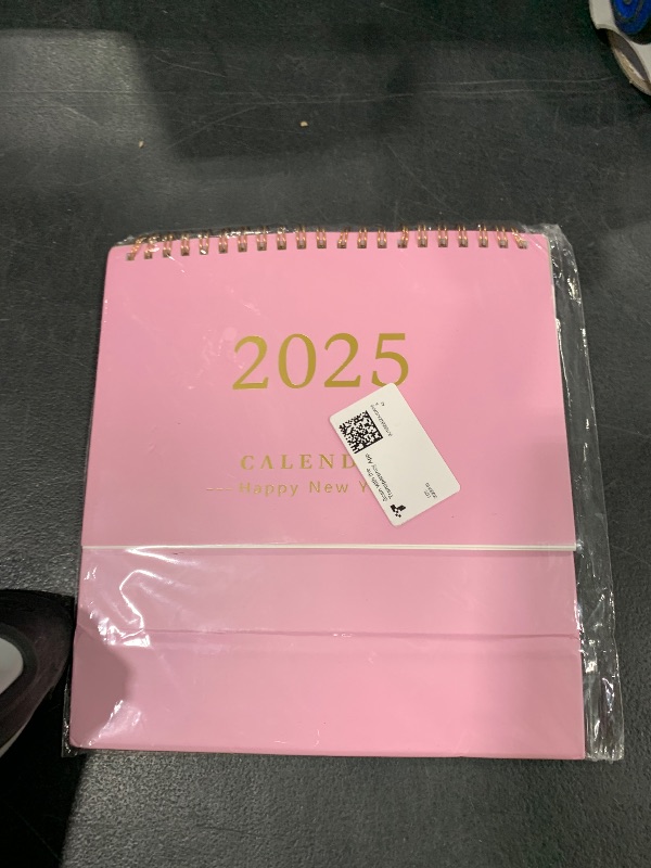 Photo 1 of 2025 Desk Calendar, Standing Flip Monthly Calendar 7.4"x6.4" Stand Up Desk Calendar Planner Organizer Scheduler Thick Paper Twin-Wire Binding Simple Notepad for Home Office New Year Decorations (Pink)