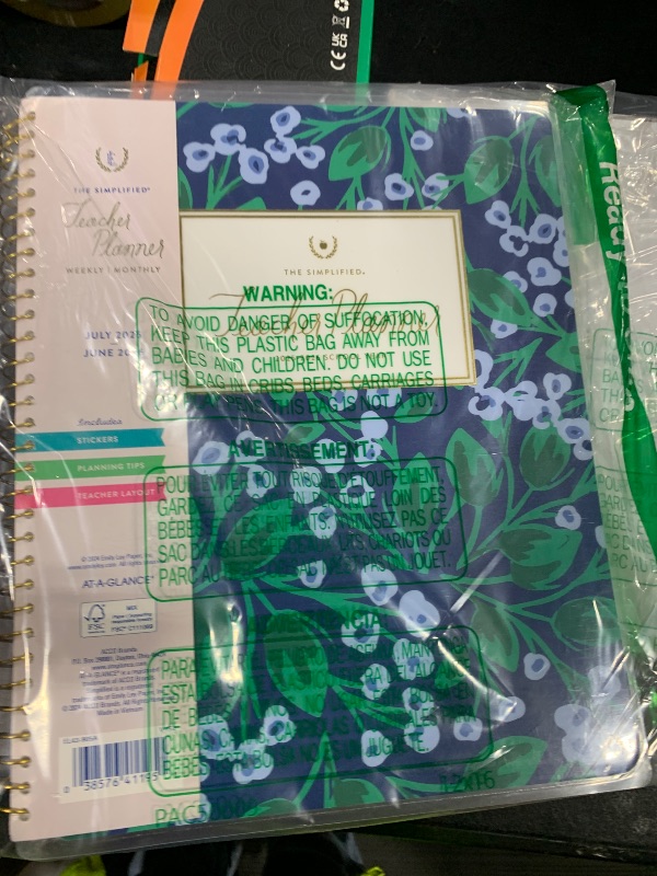 Photo 1 of AT-A-GLANCE Planner 2025-2026 Academic, Simplified by Emily Ley, Weekly & Monthly Teacher Planner, 8-1/2" x 11", Large, Floral (EL43-905A-26)