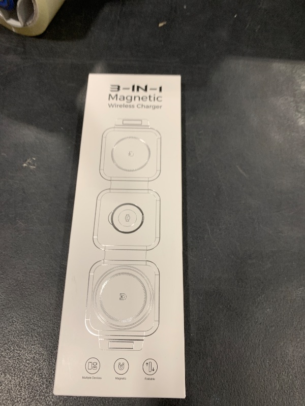 Photo 1 of 3 in 1 Charging Station for Apple Multiple Devices, Foldable Magnetic Fast Wireless Charger Dock, Travel Charging Pad for iPhone 16 15 14 13 12 Pro Max Plus Apple Watch Series & AirPods 4/3/2/Pro