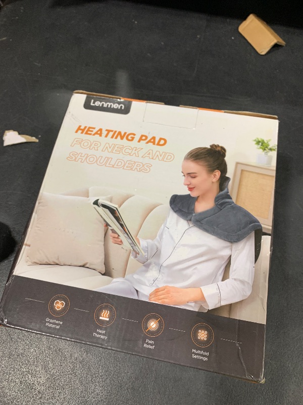 Photo 1 of Lenmen Graphene-Infused Heating Pad 3X Deeper Pain Relief, Weighted Instant Heating Pads for Neck and Shoulders, Heated Wrap w/ 6 Heat Options 4 Auto-Off Timer, Gifts for Mom Women Christmas Birthday