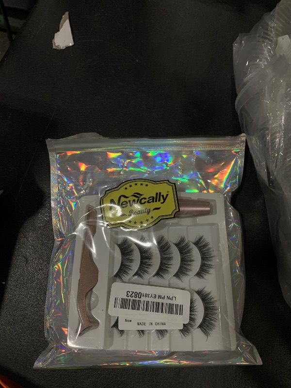 Photo 1 of Newcally Magnetic Eyelashes with Eyeliner Kit Reusable Wispy Lashes Natural Look Magnetic Lashes Kit C-curly No Glue Needed 5 Pairs False Lashes with Magnetic Eyeliner & Tweezers