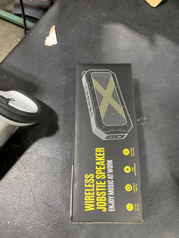 Photo 1 of Qozybuds Bluetooth Jobsite Speaker with Magnet and Hook, 30H Working Time IPX6 Waterproof Speaker Plays Audio and Answers Calls Hands Free