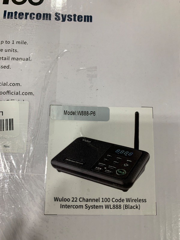 Photo 1 of Wuloo Intercoms Wireless for Home 1 Mile Range 22 Channel 100 Digital Code Display Screen, Wireless Intercom System for Home House Business Office, Room to Room Intercom Communication (6 Packs, Black)