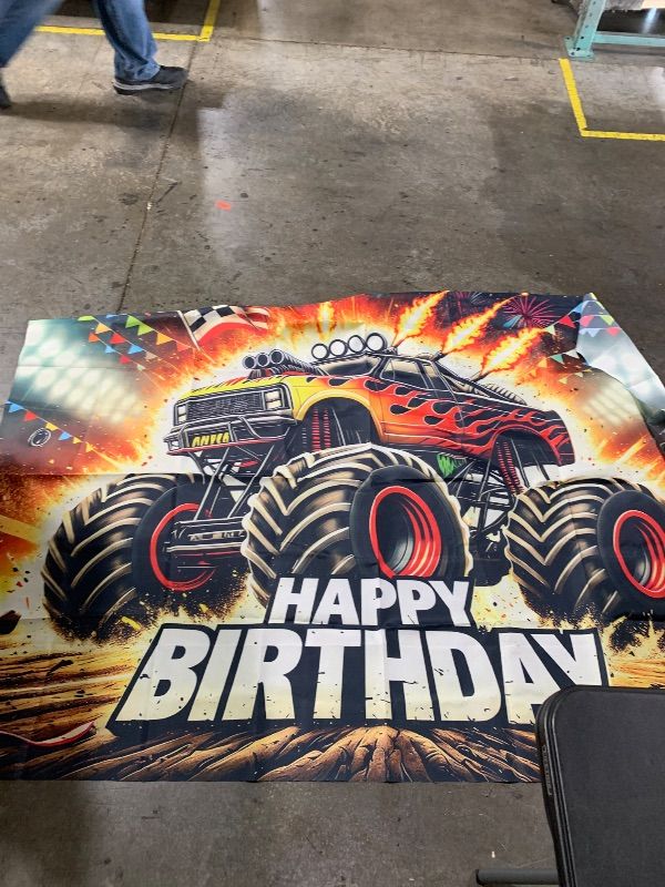 Photo 1 of Monster Truck happy birthday banner. Size unknown 